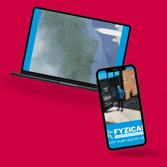 Location highlight reel produced by DeWitt Studios shown on a laptop and phone